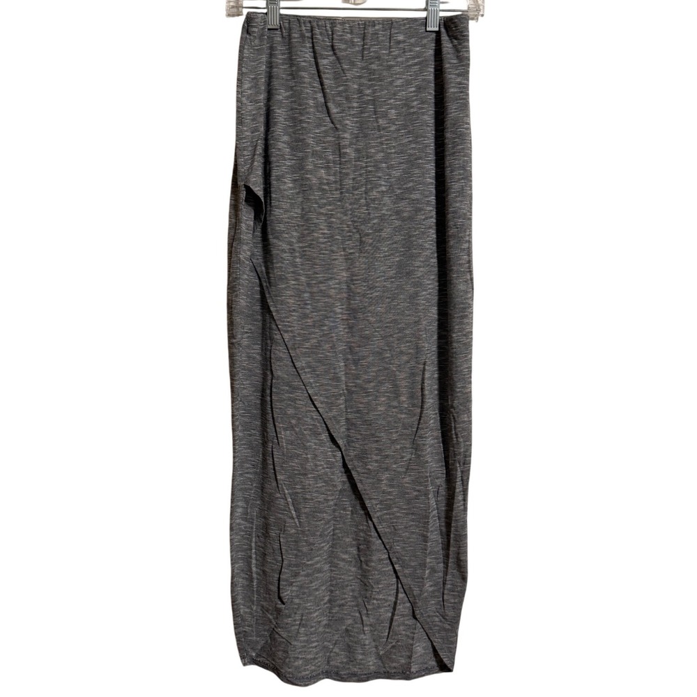 Mossimo Womens Heather Grey Tulip Wrap Front Maxi Skirt Size Small Elastic Waist